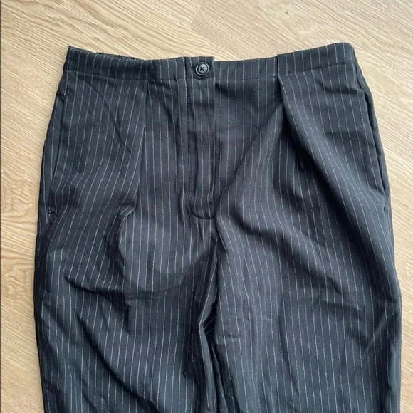 Free People Black Pinstripe Wide-Leg Trousers - Picture 3 of 4